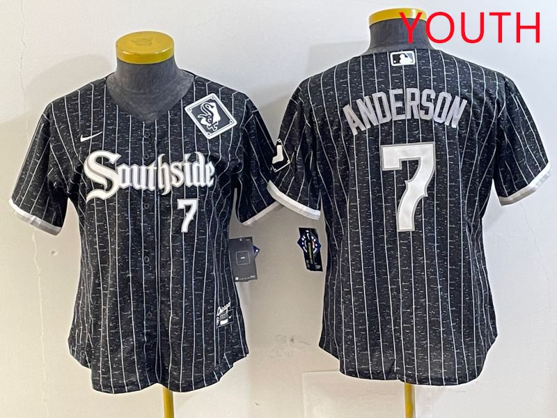 Youth Chicago White Sox #7 Anderson Black City Edition Game Nike 2025 MLB Jersey style 2